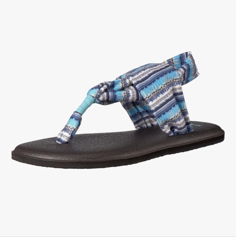 Sanuk Women's Yoga Sling 2 Print Vintage Sandal Blue Topaz Island Stripe Size 9 - Picture 14 of 16